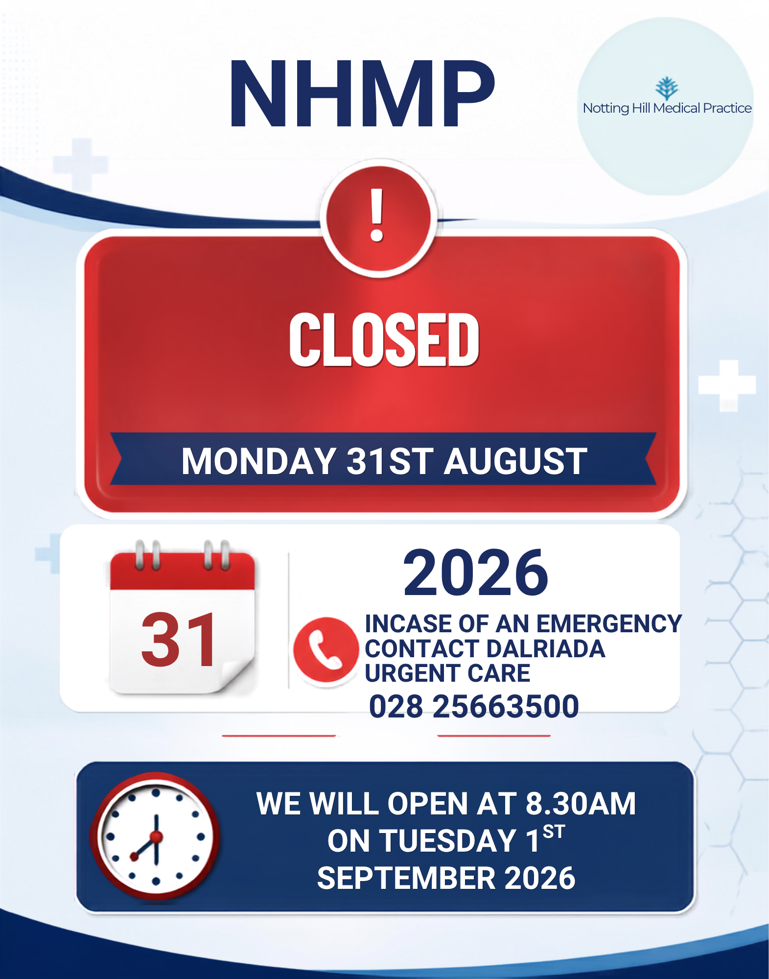 Bank holiday closing Bank holiday closing